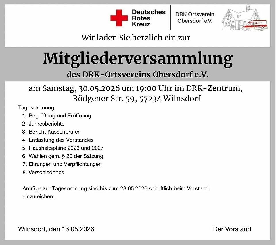 Einladung Mitgliederversammlung 2026