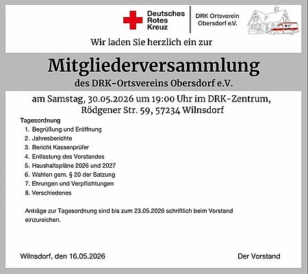 Einladung Mitgliederversammlung 2026